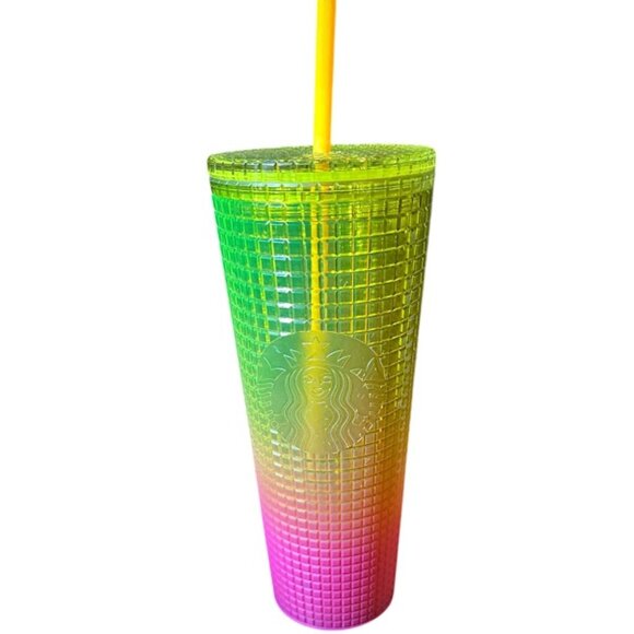 Starbucks Lemon Prism Spray Pink Yellow Venti Tumbler 24 oz. Ombre Gradient Cup‎ - Picture 1 of 3